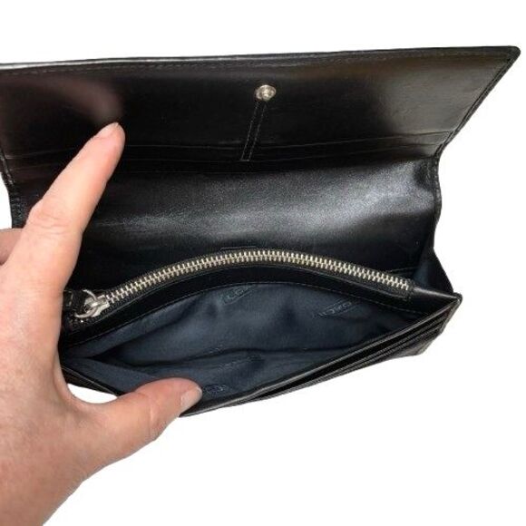 Coach Black Signature C Wallet Canvas & Leather Trim Stripe Long Credit Card - Picture 9 of 16